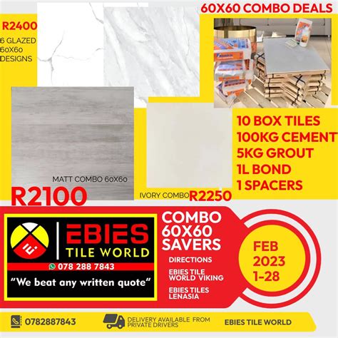 ebies tile world|COMBO DEALS @R2100 EBIES TILES LENASIA .